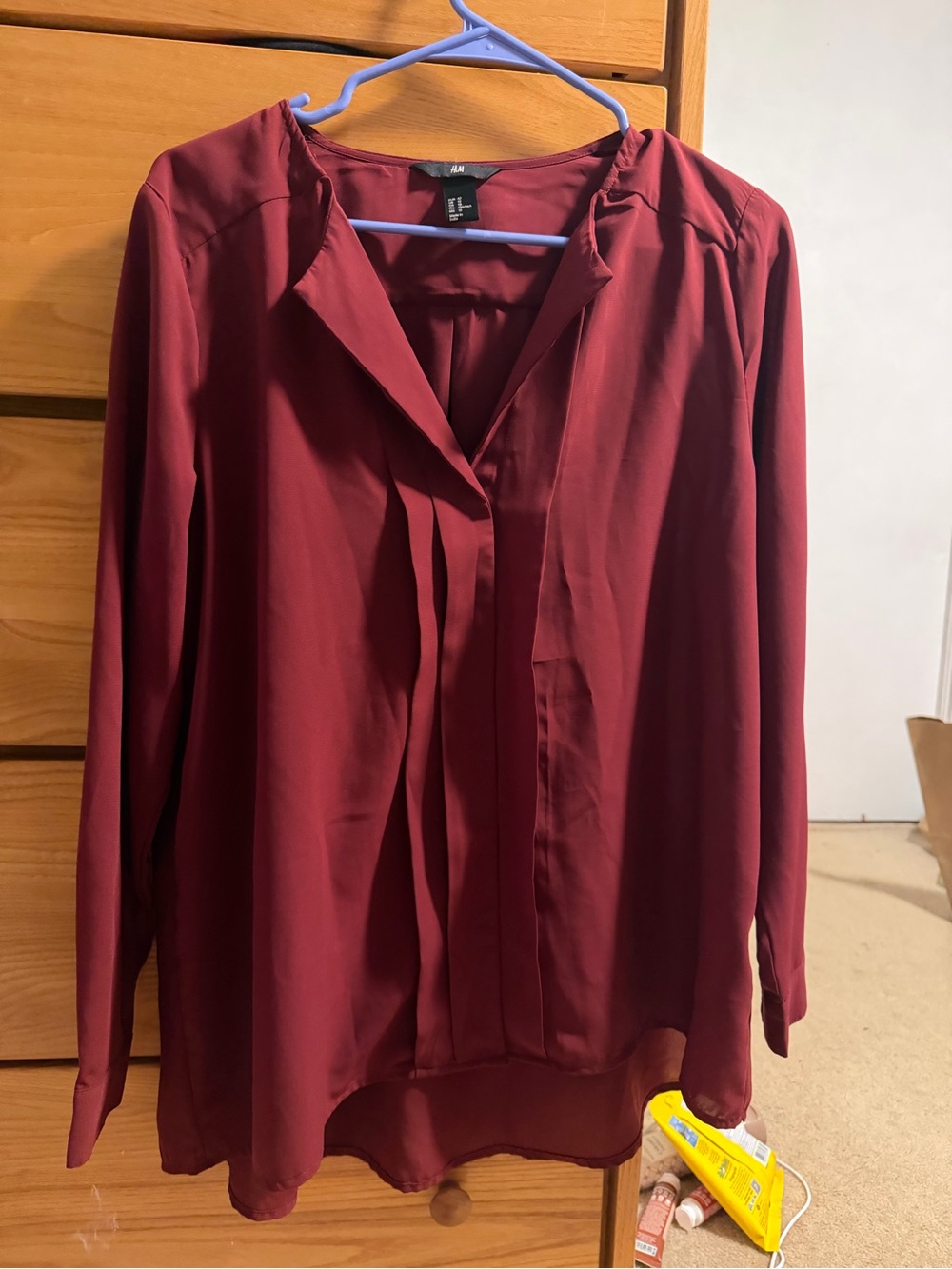 H&M Women's Deep Red Long-Sleeve Blouse